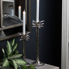 Load image into Gallery viewer, Large Silver Palm Tree Candle Holder