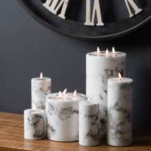 Load image into Gallery viewer, Luxe Collection Natural Glow 3.5x9 Marble Effect LED Candle